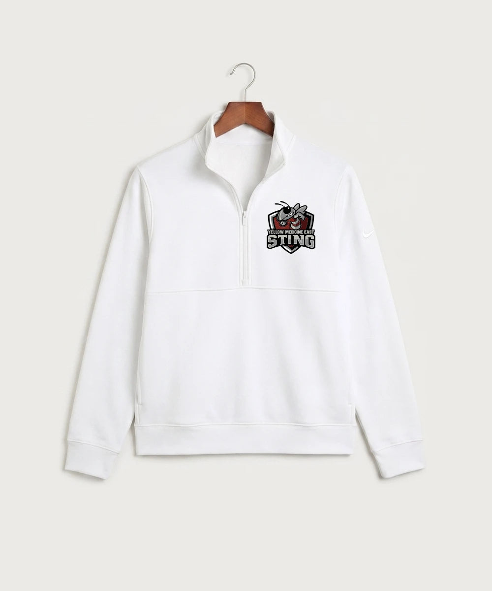 Yellow Medicine East High School Football (Boys) - White Nike Club Fleece Sleeve Swoosh 1/2-Zip NKDX6718