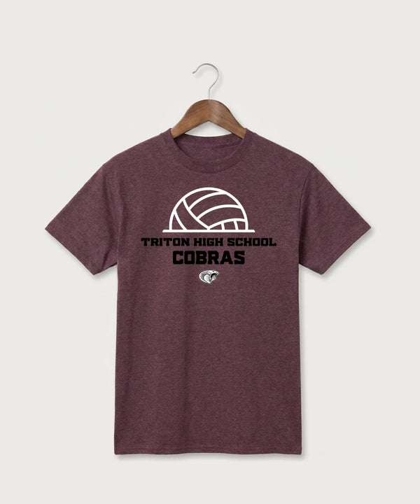 Triton High School Volleyball (Girls) - Heather Athletic Maroon Port & Co Core Cotton Tee. PC54