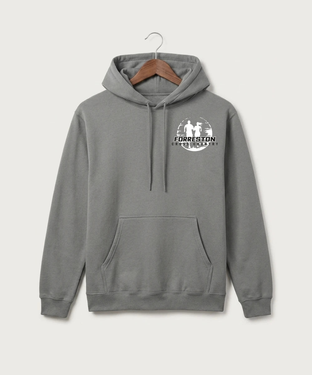 Forreston Cross Country - Medium Grey Port & Co Core Fleece Pullover Hooded Sweatshirt. PC78H