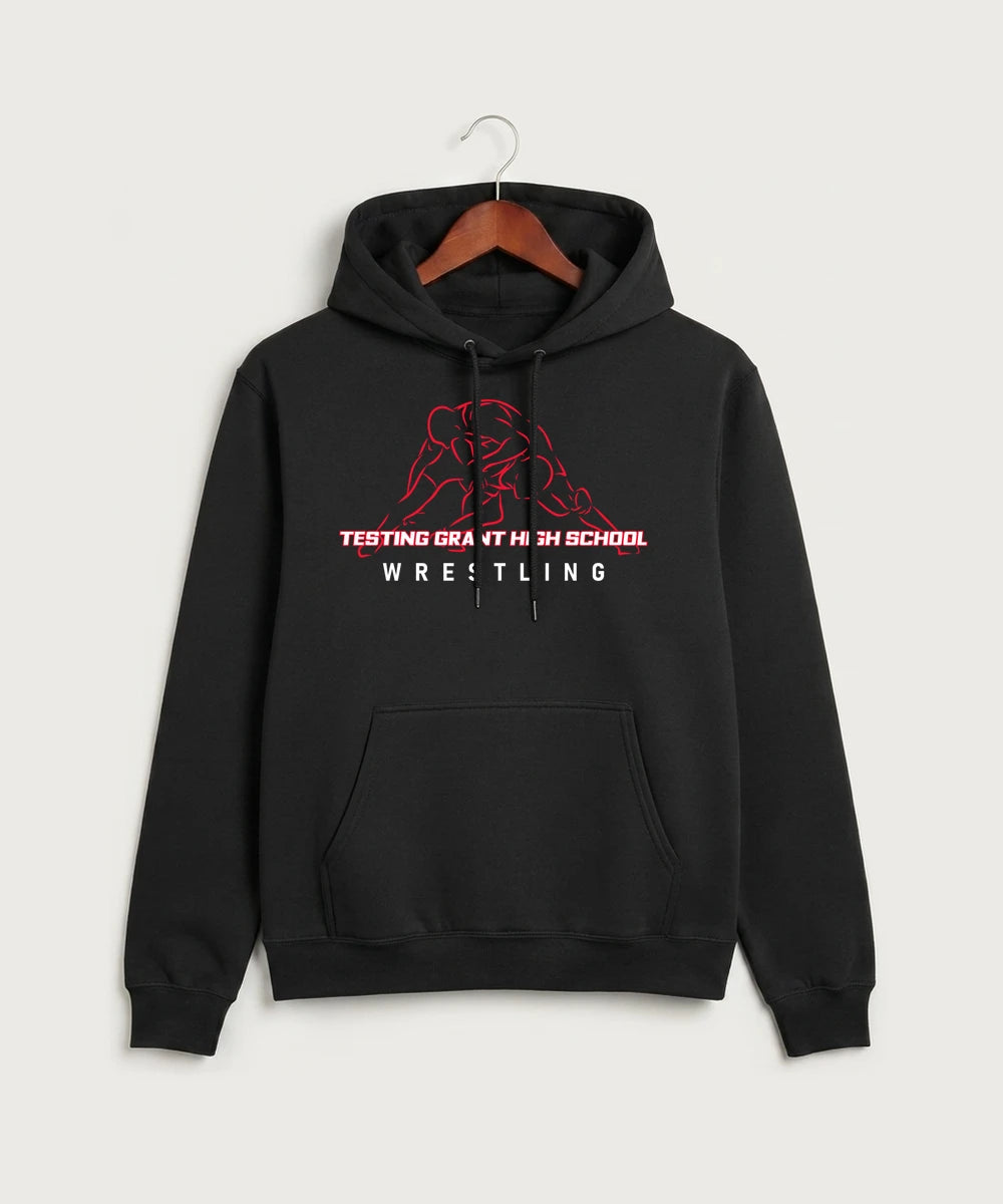 GF E2E Test 01 Wrestling - Jet Black Port & Co Core Fleece Pullover Hooded Sweatshirt. PC78H