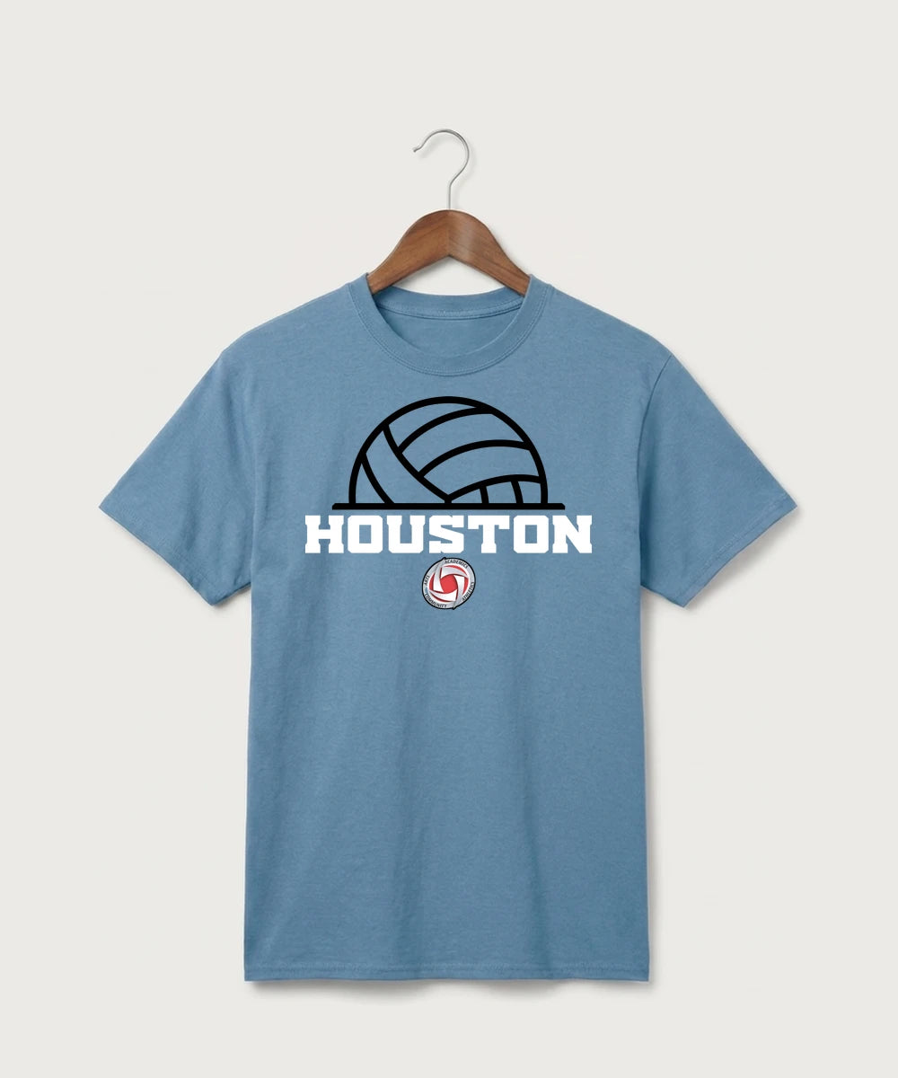 Houston Volleyball - Tundra Blue Port & Co Core Cotton Tee. PC54