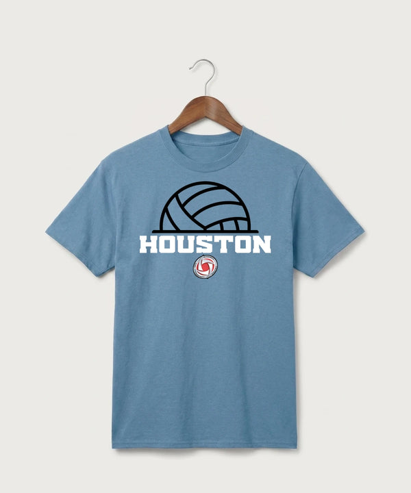 Houston Volleyball - Tundra Blue Port & Co Core Cotton Tee. PC54