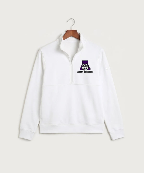 Albany High School Basketball (Boys) - White Nike Club Fleece Sleeve Swoosh 1/2-Zip NKDX6718