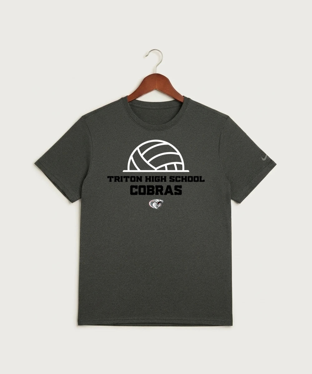 Triton High School Volleyball (Girls) - Dark Smoke Heather Nike Swoosh Sleeve rLegend Tee NKDX8730