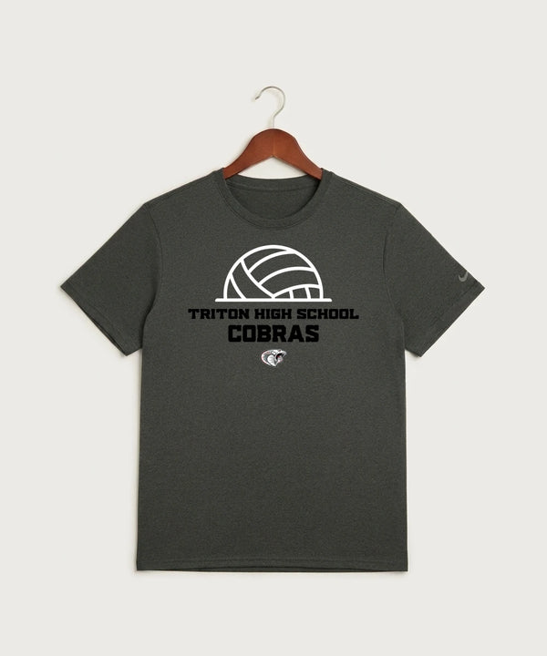 Triton High School Volleyball (Girls) - Dark Smoke Heather Nike Swoosh Sleeve rLegend Tee NKDX8730