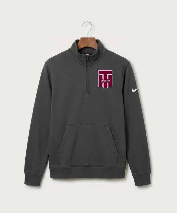 Two Harbors High School Football (Boys) - Anthracite Nike Club Fleece Sleeve Swoosh 1/2-Zip NKDX6718