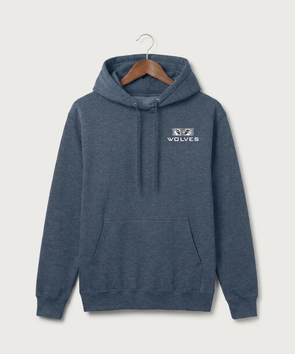 Walker Hackensack Akeley Volleyball (Girls) - Heather Navy Port & Co Core Fleece Pullover Hooded Sweatshirt. PC78H