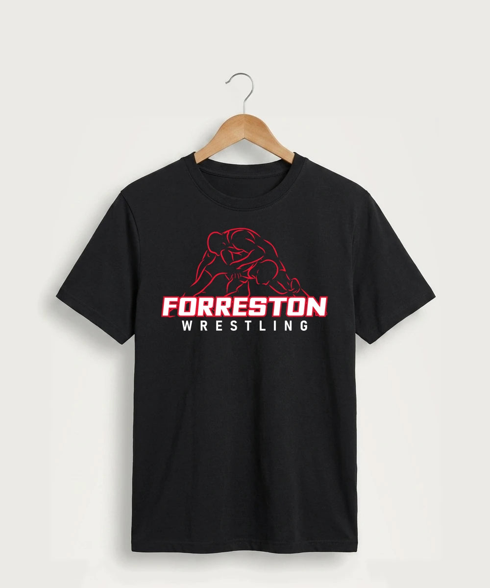 Forreston Wrestling - Jet Black Port & Co Core Cotton Tee. PC54