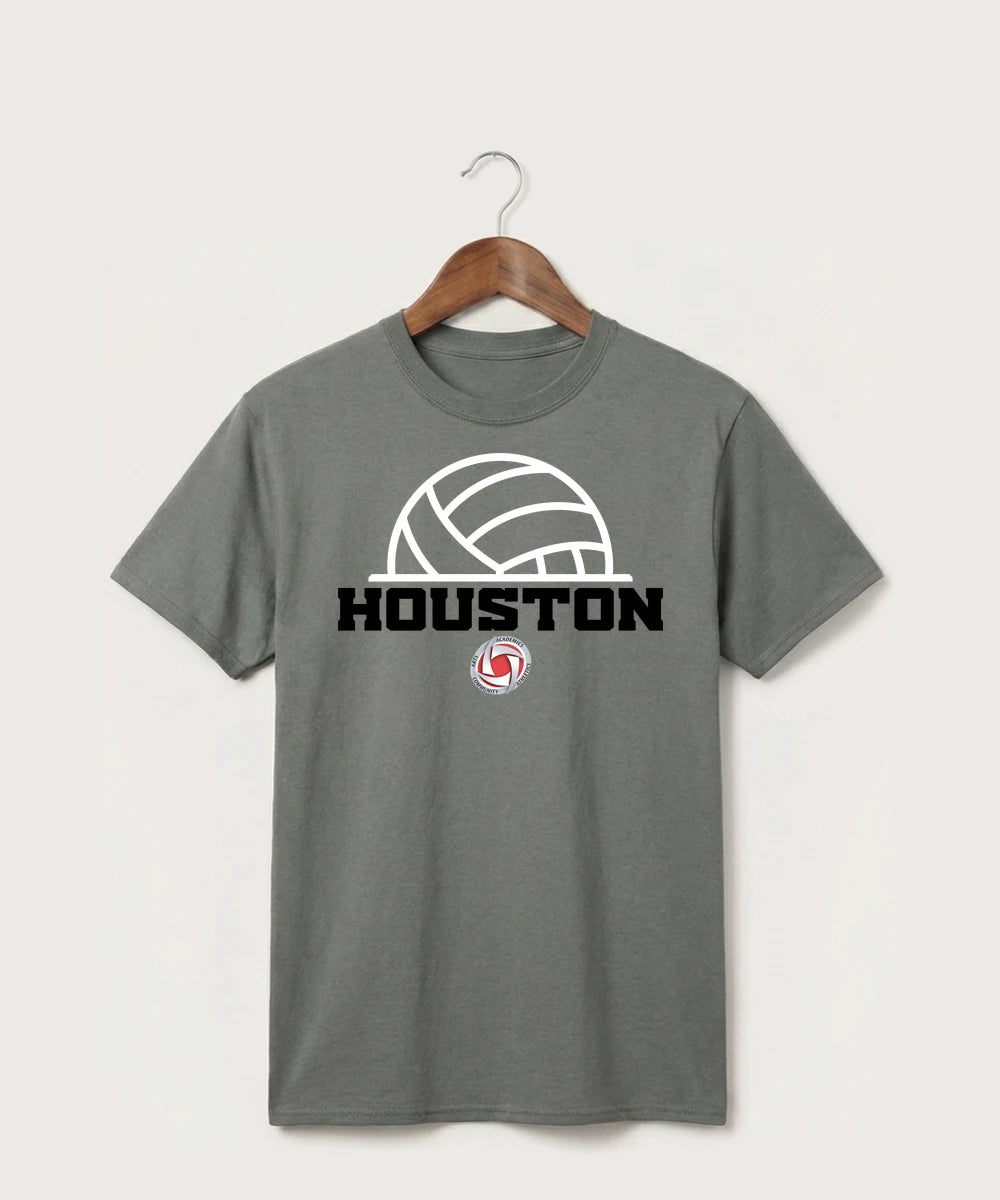 Houston Volleyball - Medium Grey Port & Co Core Cotton Tee. PC54