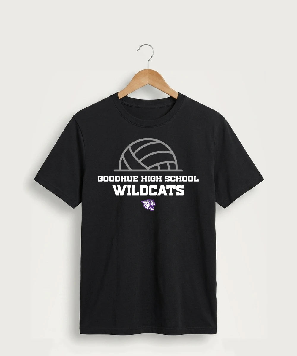 Goodhue High School Volleyball (Girls) - Jet Black Port & Co Core Cotton Tee. PC54