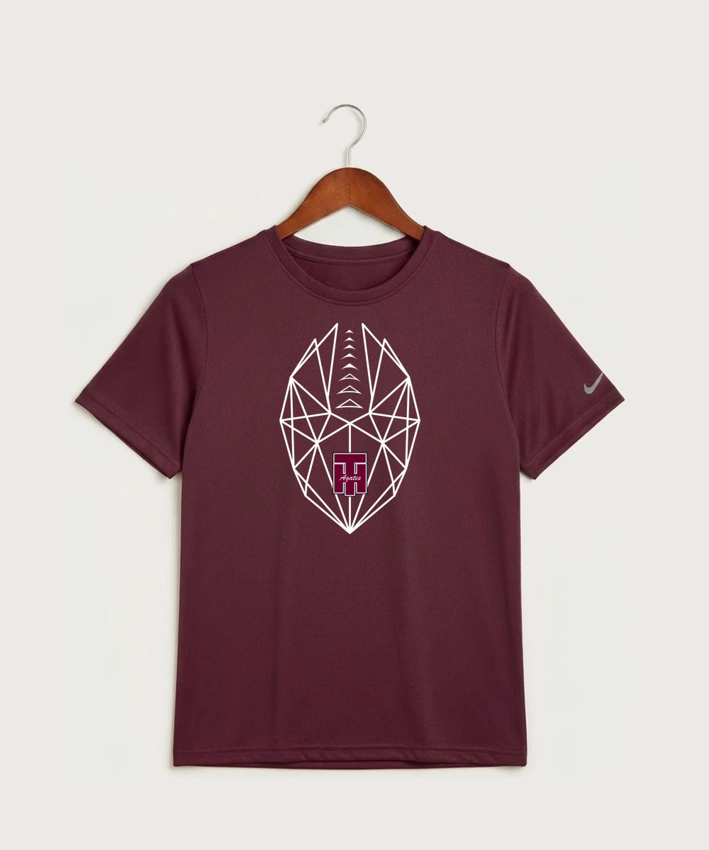 Two Harbors High School Football (Boys) - Deep Maroon Nike Youth Swoosh Sleeve rLegend Tee NKDX8787