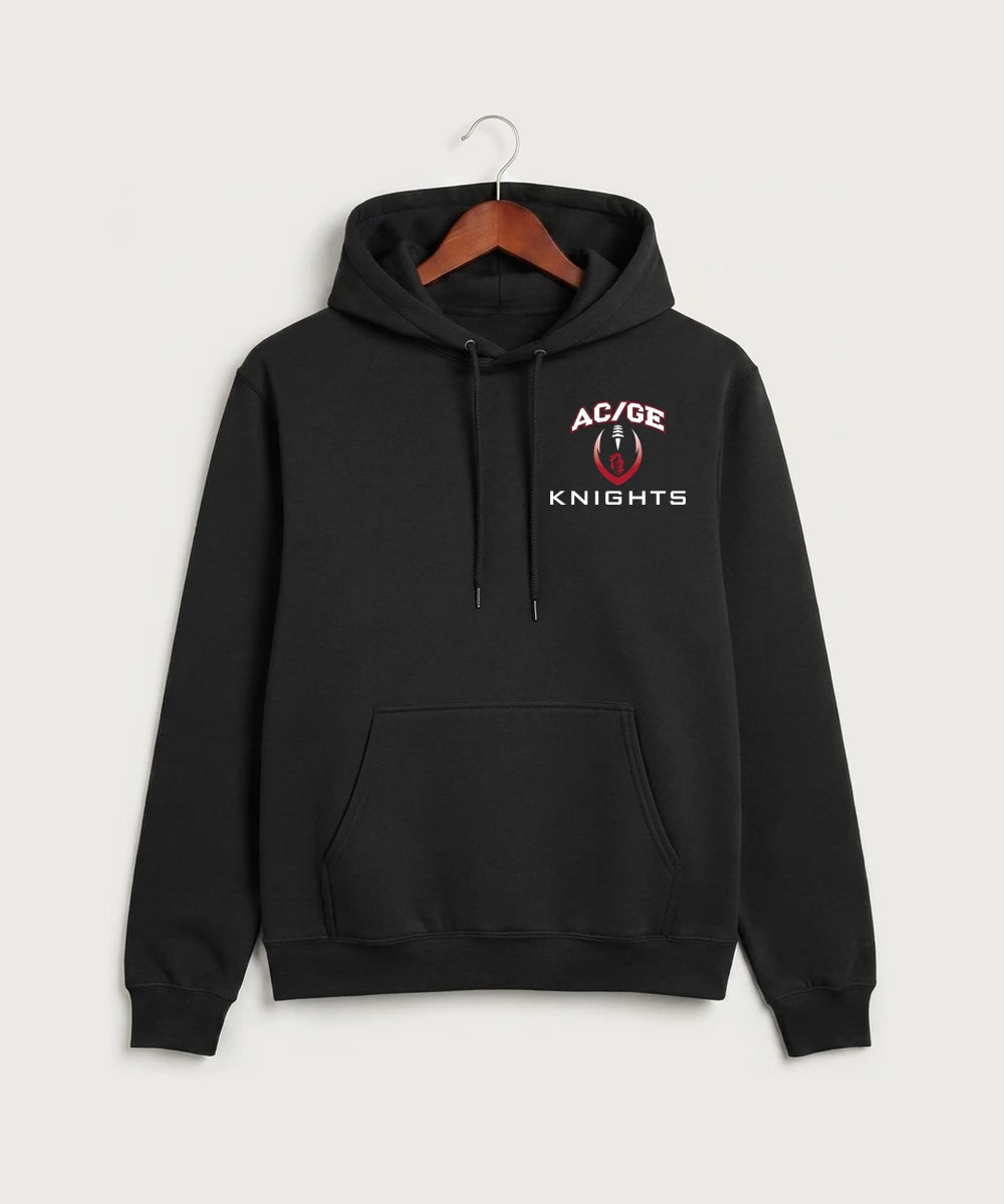 Alden-Conger-Glenville Emmons High School Football (Boys) - Jet Black Port & Co Core Fleece Pullover Hooded Sweatshirt. PC78H