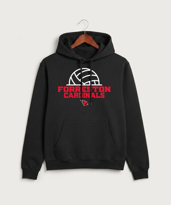 Forreston Volleyball - Jet Black Port & Co Core Fleece Pullover Hooded Sweatshirt. PC78H