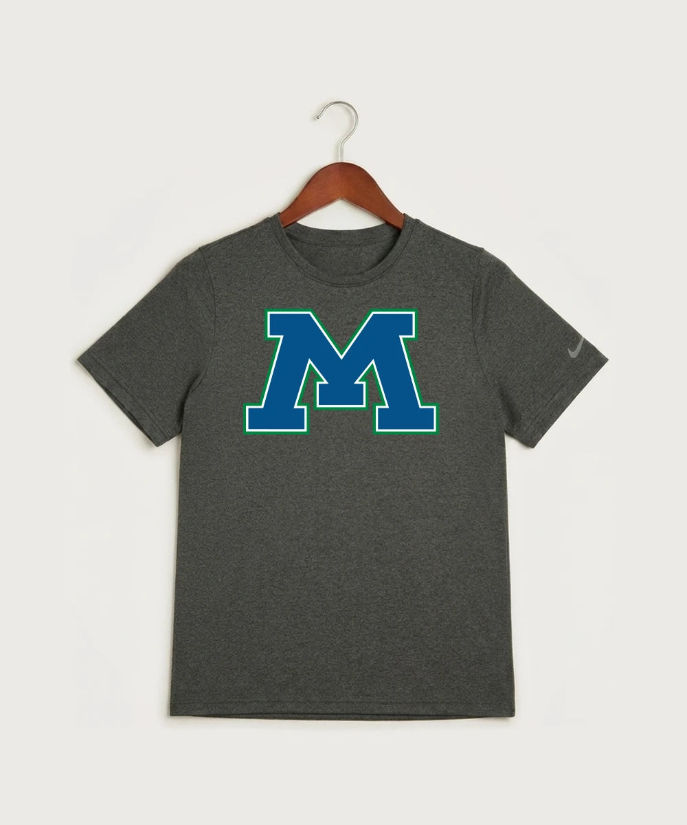 Minnewaska Area High School Football (Boys) - Dark Smoke Heather Nike Youth Swoosh Sleeve rLegend Tee NKDX8787