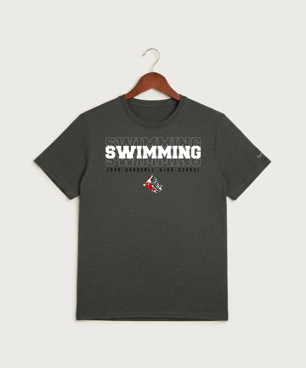 John Marshall High School Swimming (Girls) - Dark Smoke Heather Nike Swoosh Sleeve rLegend Tee NKDX8730
