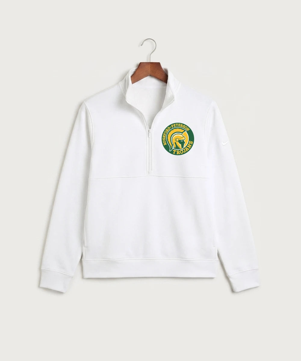 Rushford Peterson High School Football (Boys) - White Nike Club Fleece Sleeve Swoosh 1/2-Zip NKDX6718