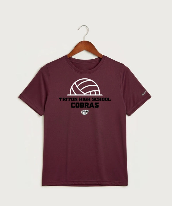 Triton High School Volleyball (Girls) - Deep Maroon Nike Youth Swoosh Sleeve rLegend Tee NKDX8787