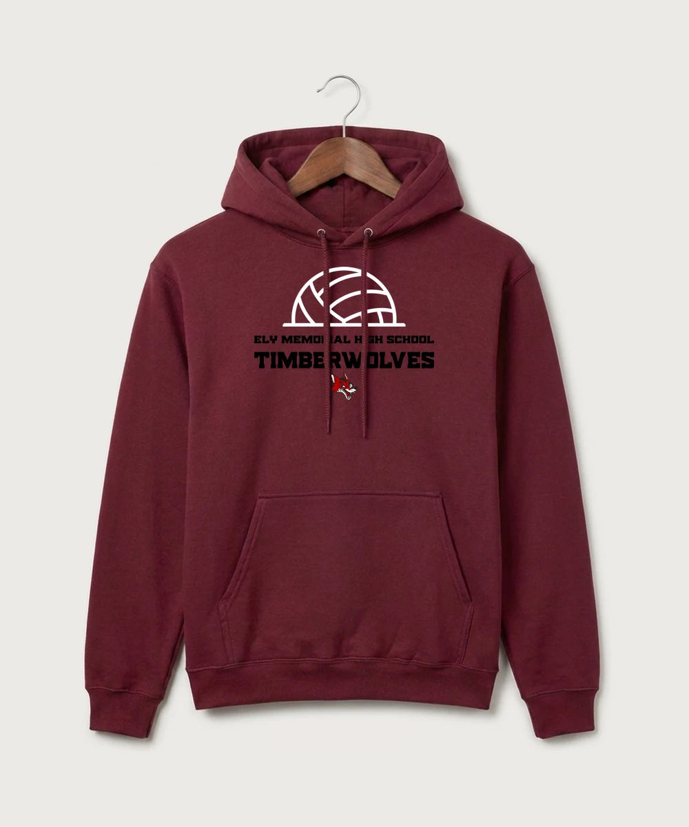 Ely Memorial High School Volleyball (Girls) - Cardinal Port & Co Core Fleece Pullover Hooded Sweatshirt. PC78H