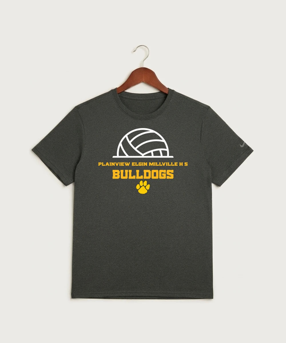 Plainview Elgin Millville H S Volleyball (Girls) - Dark Smoke Heather Nike Swoosh Sleeve rLegend Tee NKDX8730