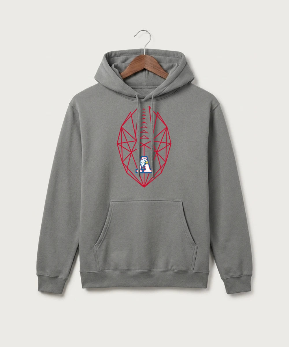Apollo High School Football (Boys) - Medium Grey Port & Co Core Fleece Pullover Hooded Sweatshirt. PC78H