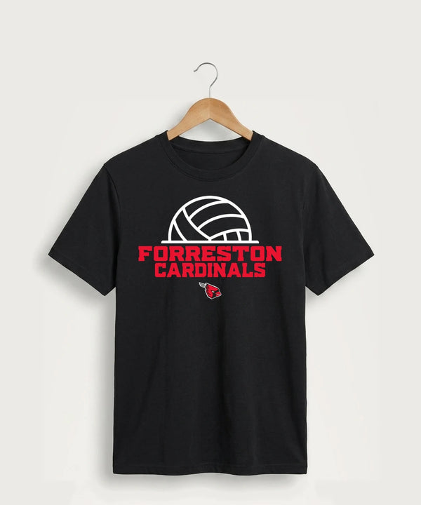 Forreston Volleyball - Jet Black Port & Co Core Cotton Tee. PC54