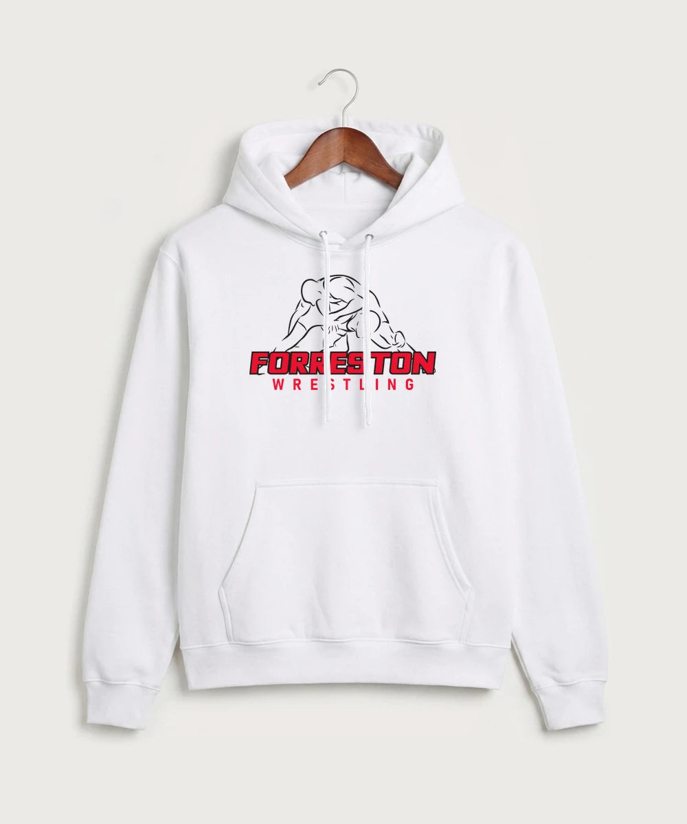 Forreston Wrestling - White Port & Co Core Fleece Pullover Hooded Sweatshirt. PC78H