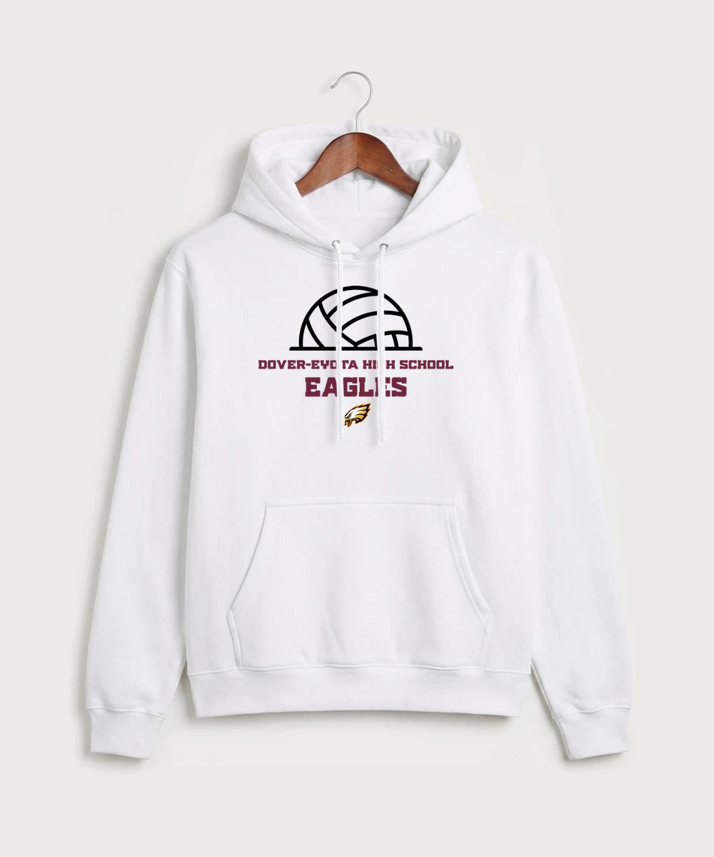 Dover-Eyota High School Volleyball (Girls) - White Port & Co Core Fleece Pullover Hooded Sweatshirt. PC78H