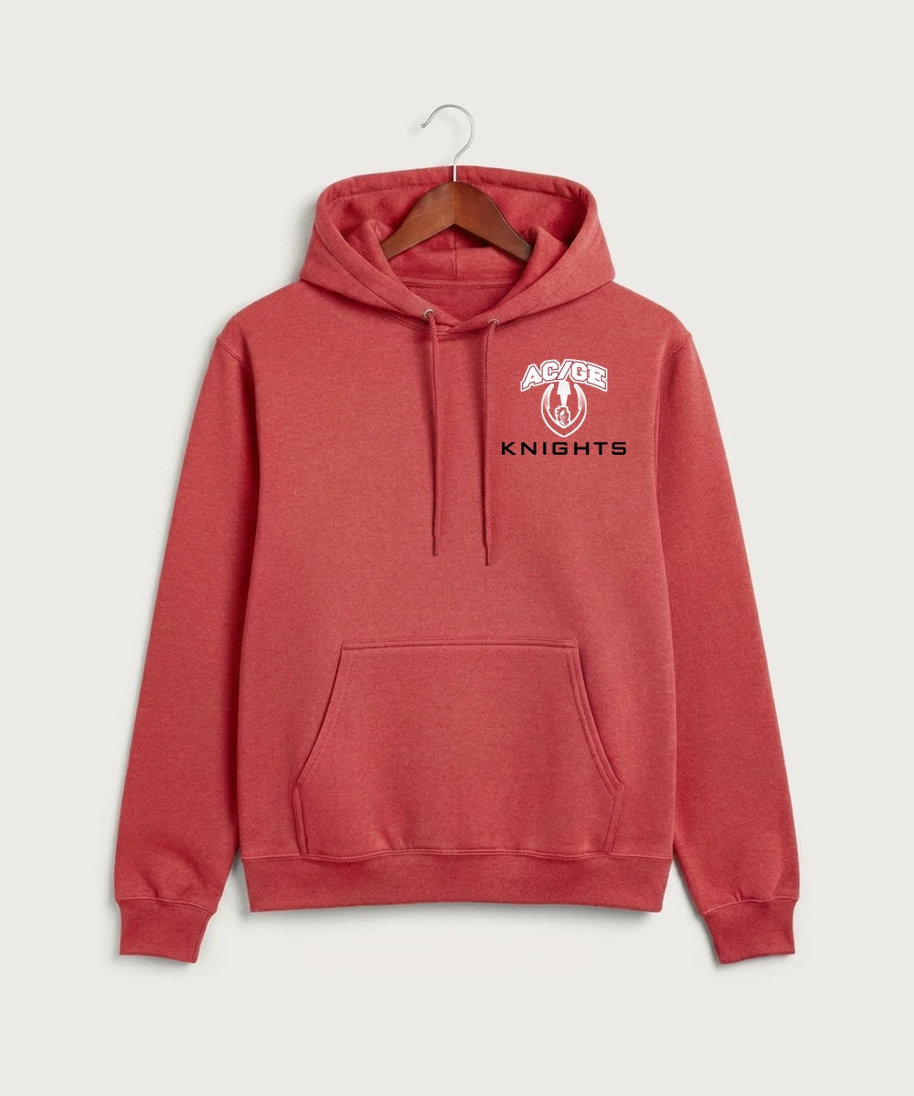 Alden-Conger-Glenville Emmons High School Football (Boys) - Heather Red Port & Co Core Fleece Pullover Hooded Sweatshirt. PC78H