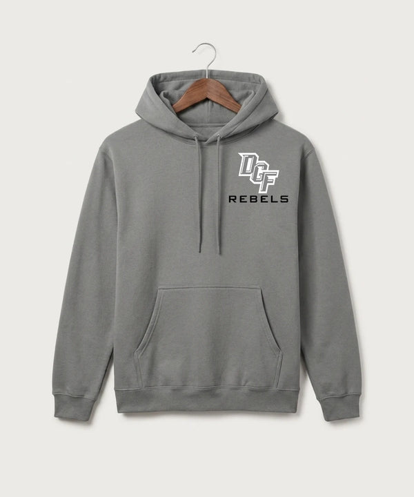 DGF High School Football (Boys) - Medium Grey Port & Co Core Fleece Pullover Hooded Sweatshirt. PC78H