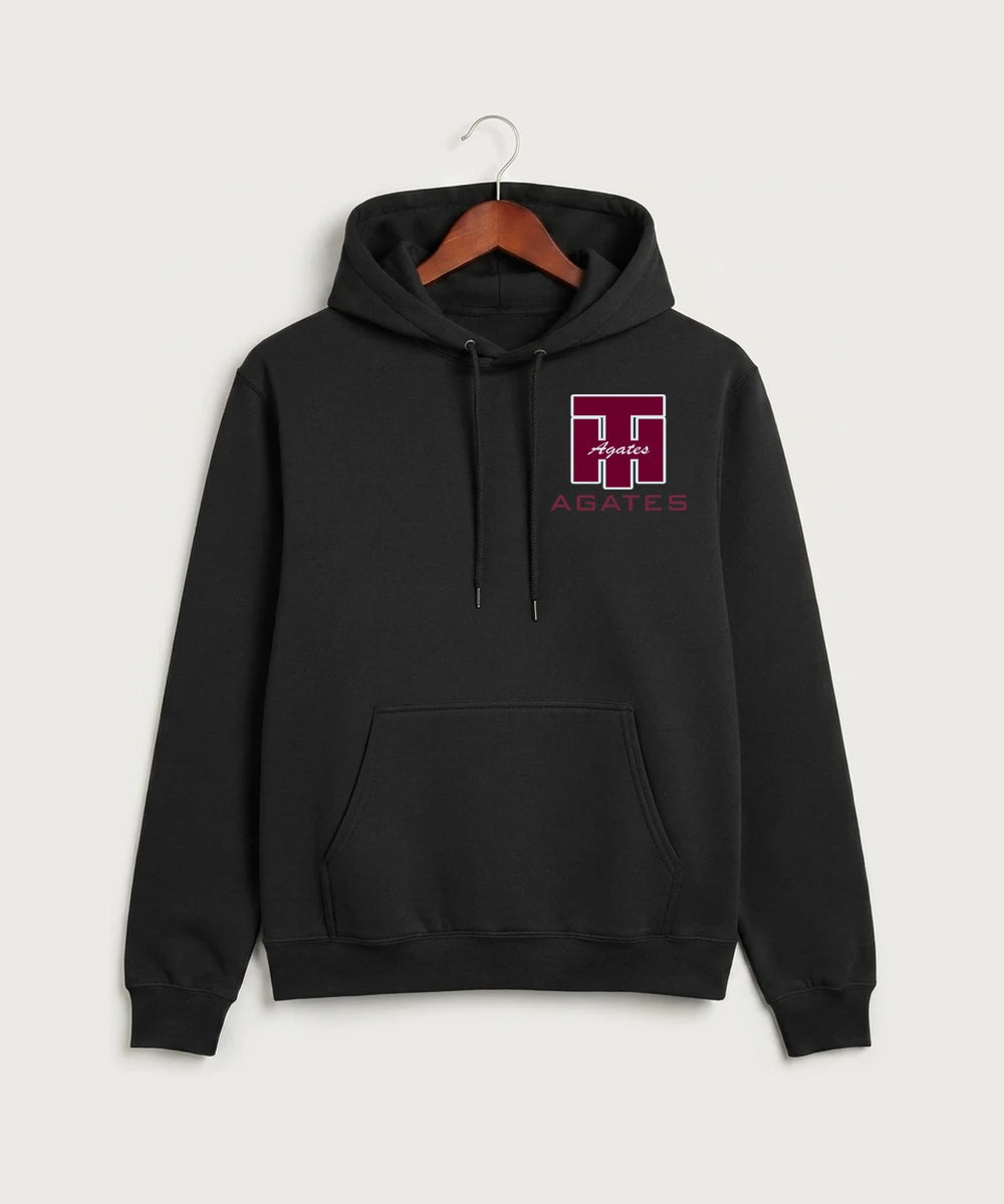 Two Harbors High School Football (Boys) - Jet Black Port & Co Core Fleece Pullover Hooded Sweatshirt. PC78H