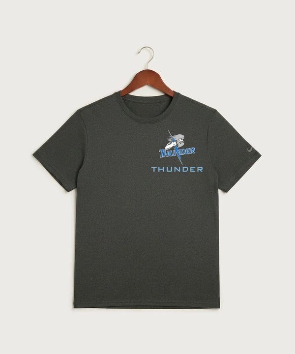 Long Prairie Grey Eagle High School Volleyball (Girls) - Dark Smoke Heather Nike Swoosh Sleeve rLegend Tee NKDX8730
