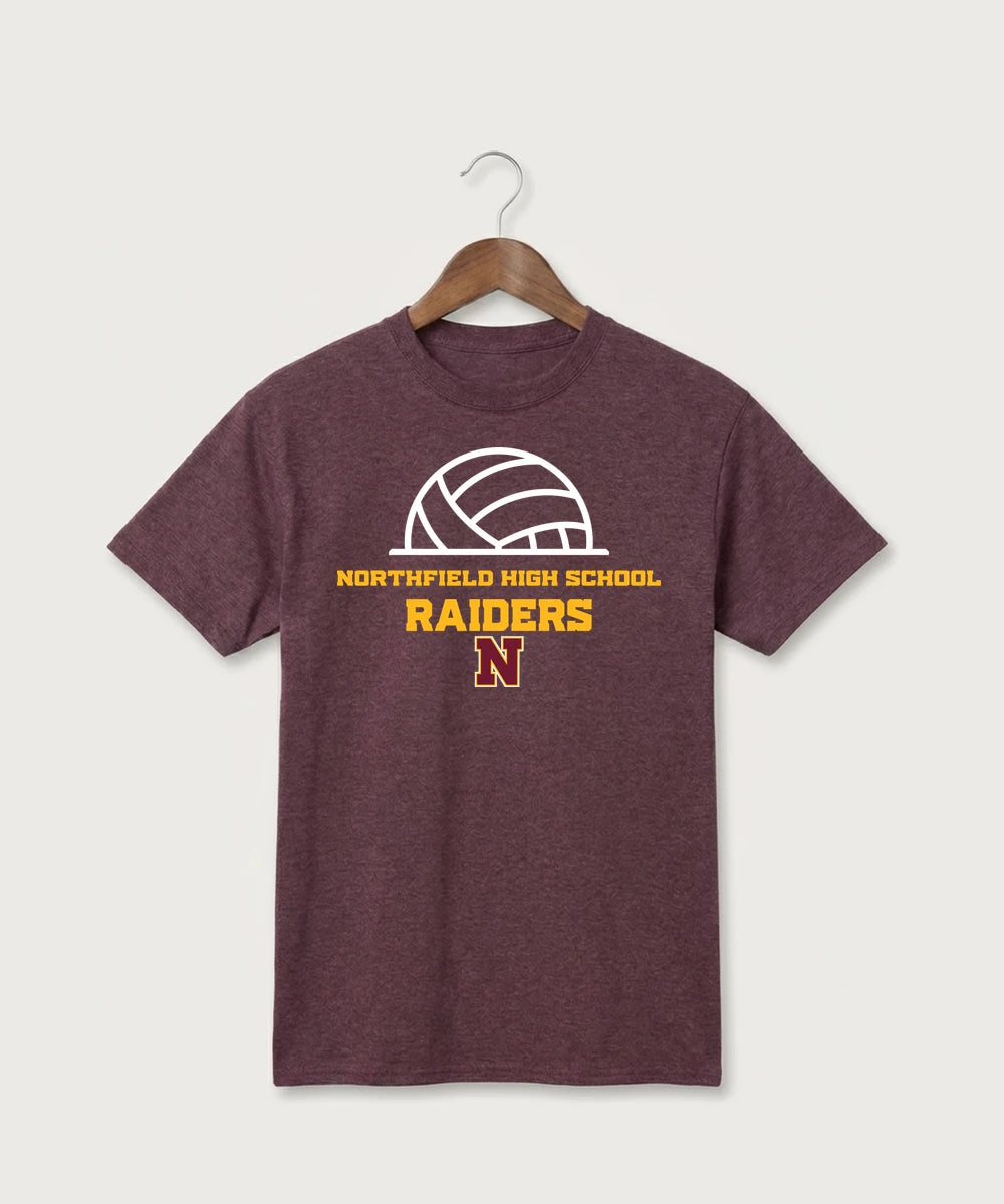 Northfield High School Volleyball (Girls) - Heather Athletic Maroon Port & Co Core Cotton Tee. PC54