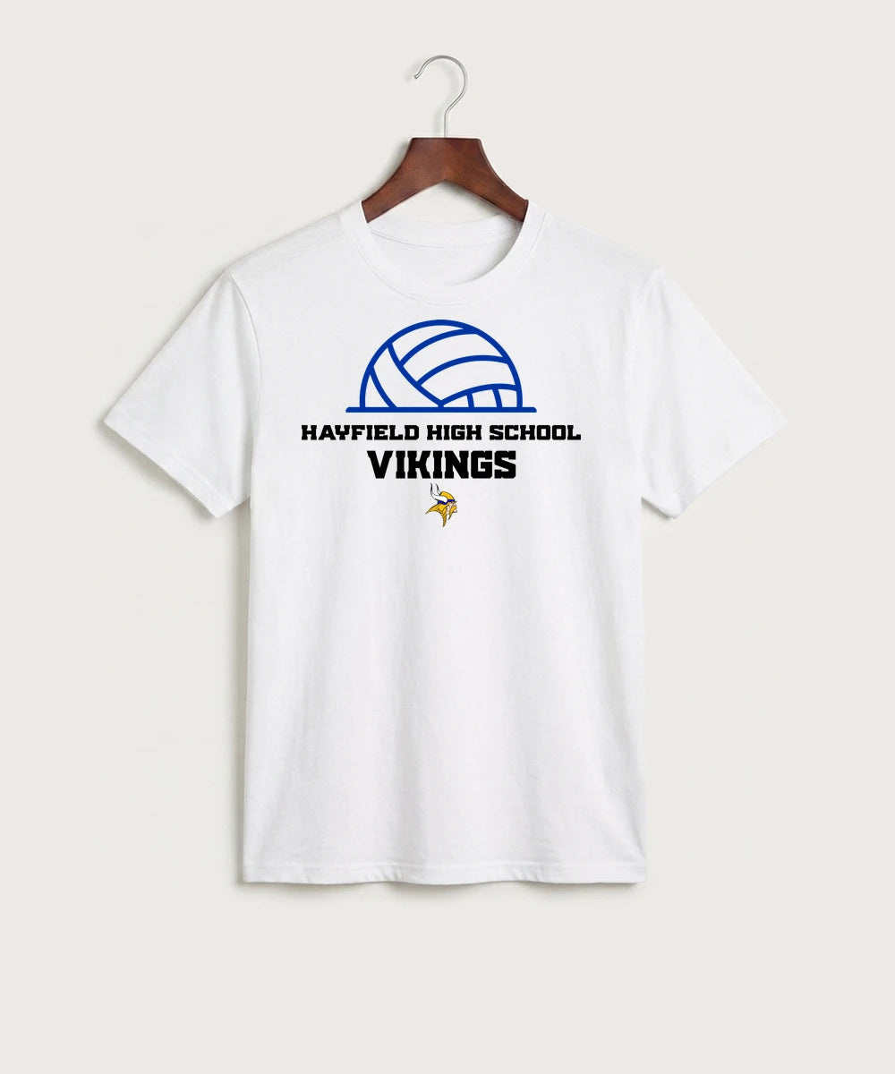 Hayfield High School Volleyball (Girls) - White Port & Co Core Cotton Tee. PC54