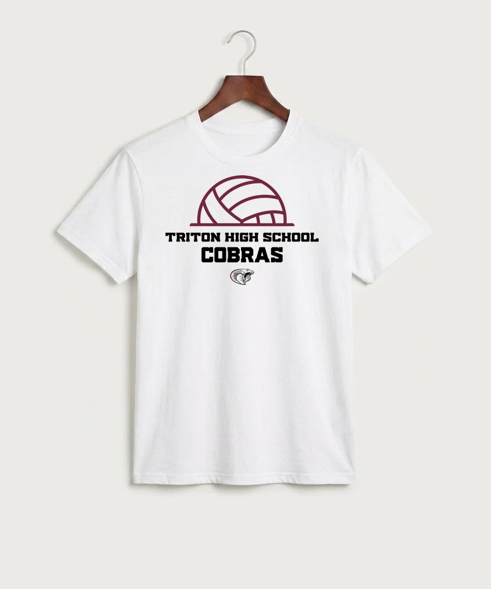 Triton High School Volleyball (Girls) - White Port & Co Core Cotton Tee. PC54