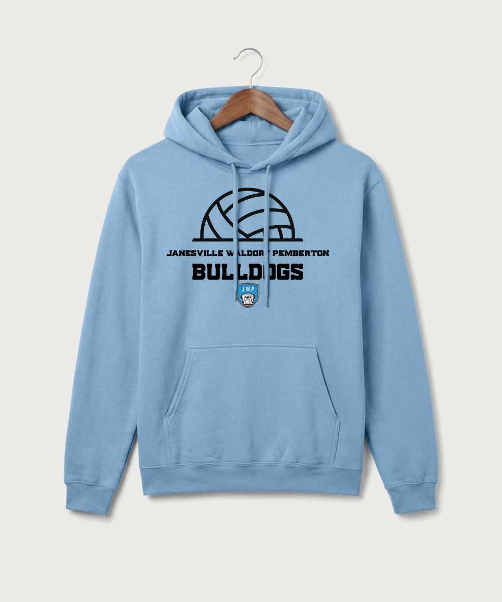 Janesville Waldorf Pemberton Volleyball (Girls) - Tundra Blue Port & Co Core Fleece Pullover Hooded Sweatshirt. PC78H