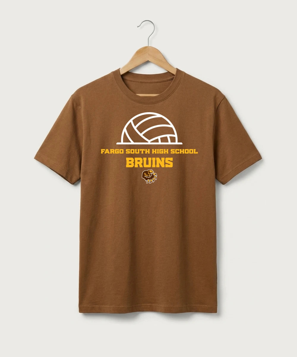 Fargo South High School Volleyball (Girls) - Duck Brown Port & Co Core Cotton Tee. PC54