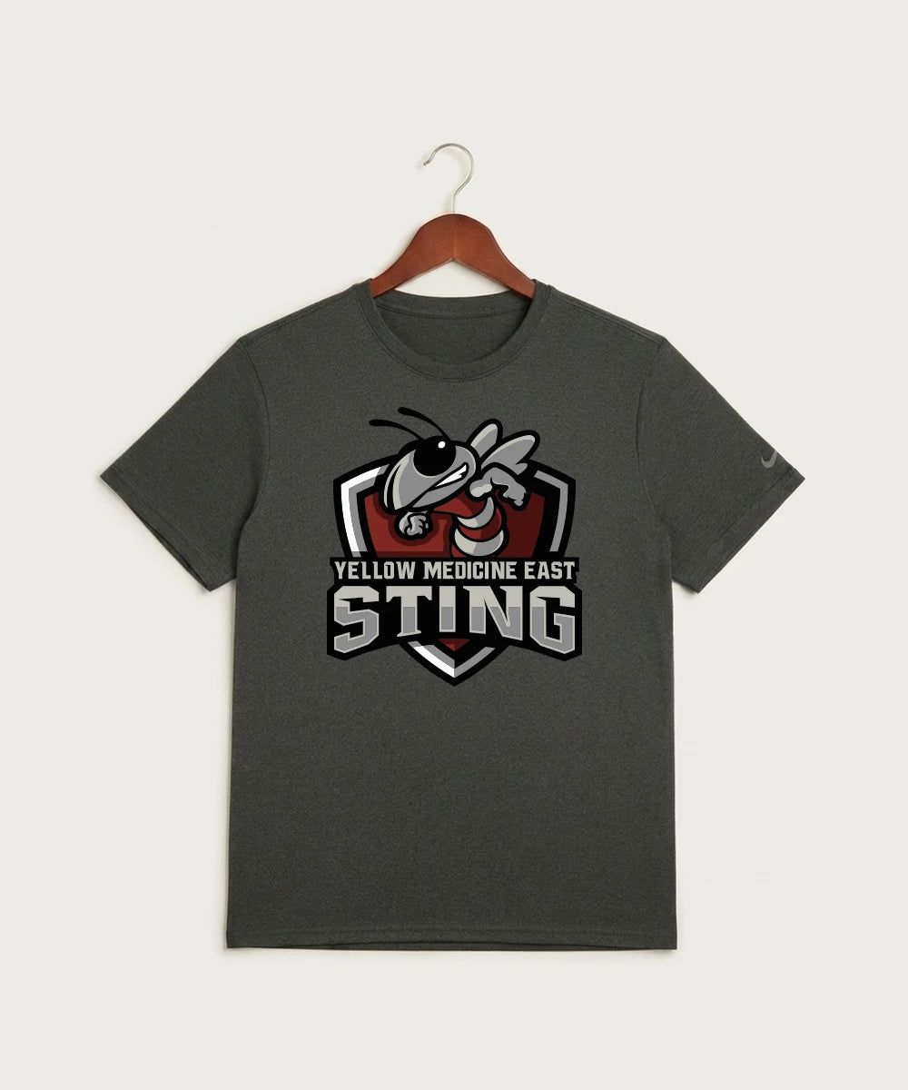 Yellow Medicine East High School Football (Boys) - Dark Smoke Heather Nike Swoosh Sleeve rLegend Tee NKDX8730