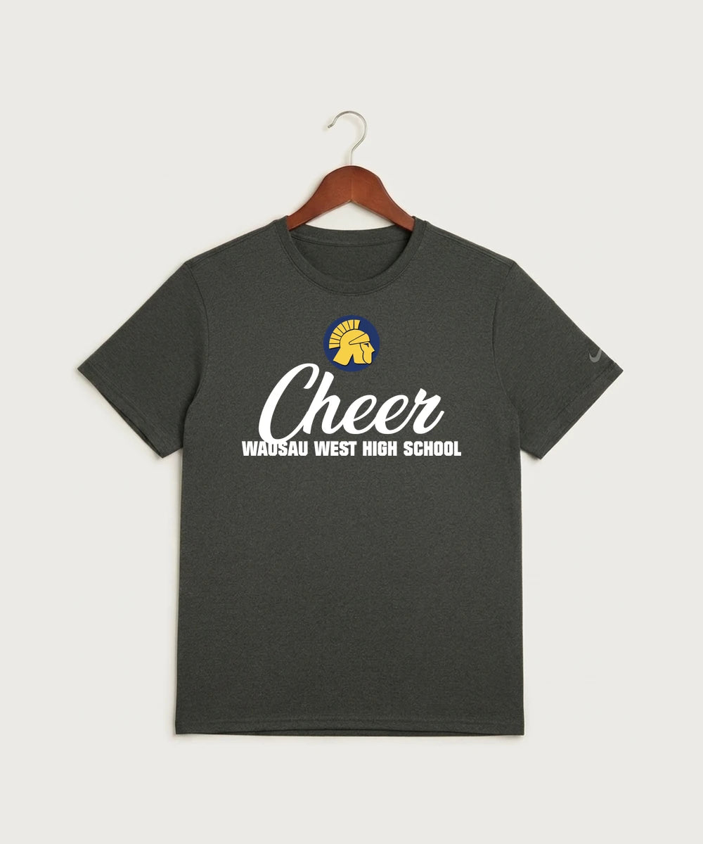 Wausau West High School Cheer - Dark Smoke Heather Nike Swoosh Sleeve rLegend Tee NKDX8730