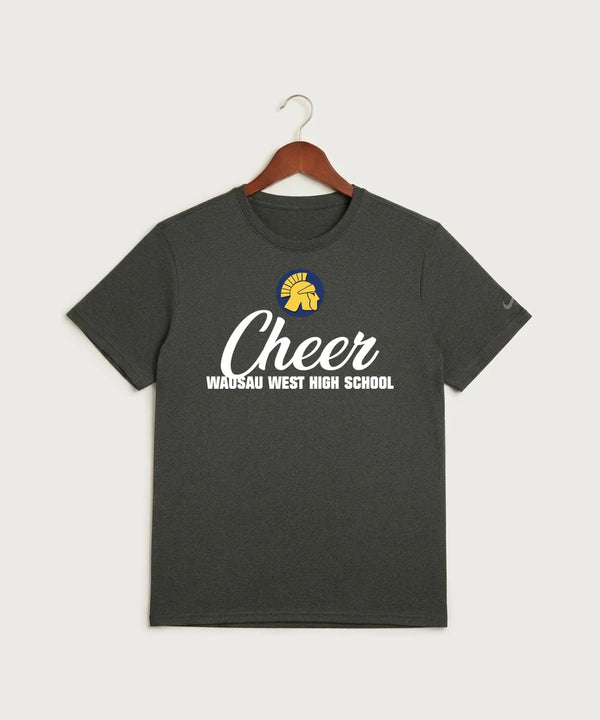 Wausau West High School Cheer - Dark Smoke Heather Nike Swoosh Sleeve rLegend Tee NKDX8730