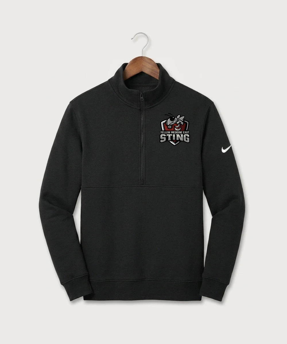 Yellow Medicine East High School Football (Boys) - Black Nike Club Fleece Sleeve Swoosh 1/2-Zip NKDX6718