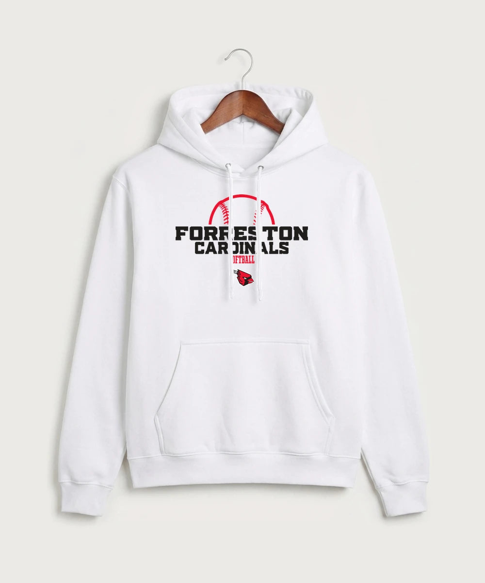 Forreston Softball - White Port & Co Core Fleece Pullover Hooded Sweatshirt. PC78H