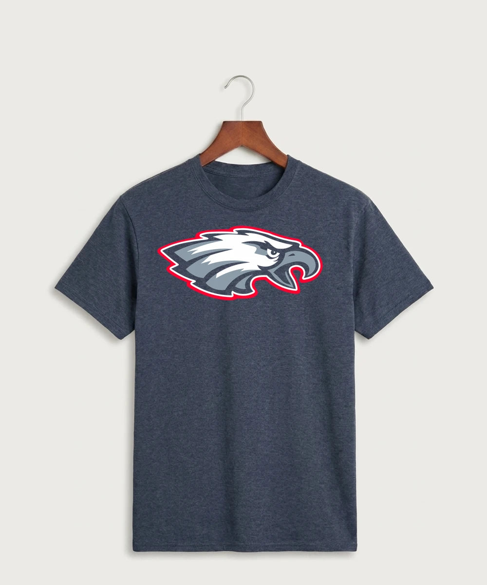 Pequot Lakes High School Football (Boys) - Heather Navy Port & Co Core Cotton Tee. PC54