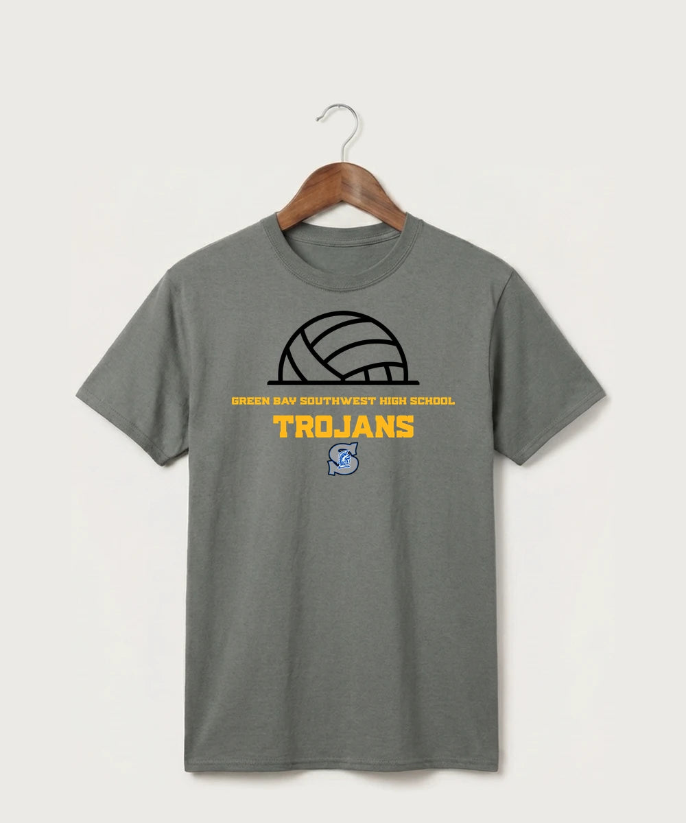 Green Bay Southwest High School Volleyball (Girls) - Medium Grey Port & Co Core Cotton Tee. PC54