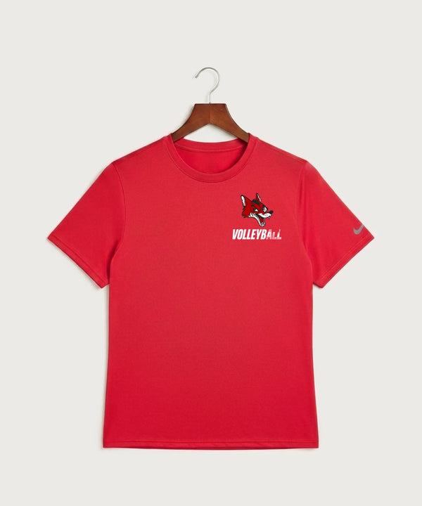 Ely Memorial High School Volleyball (Girls) - University Red Nike Swoosh Sleeve rLegend Tee NKDX8730