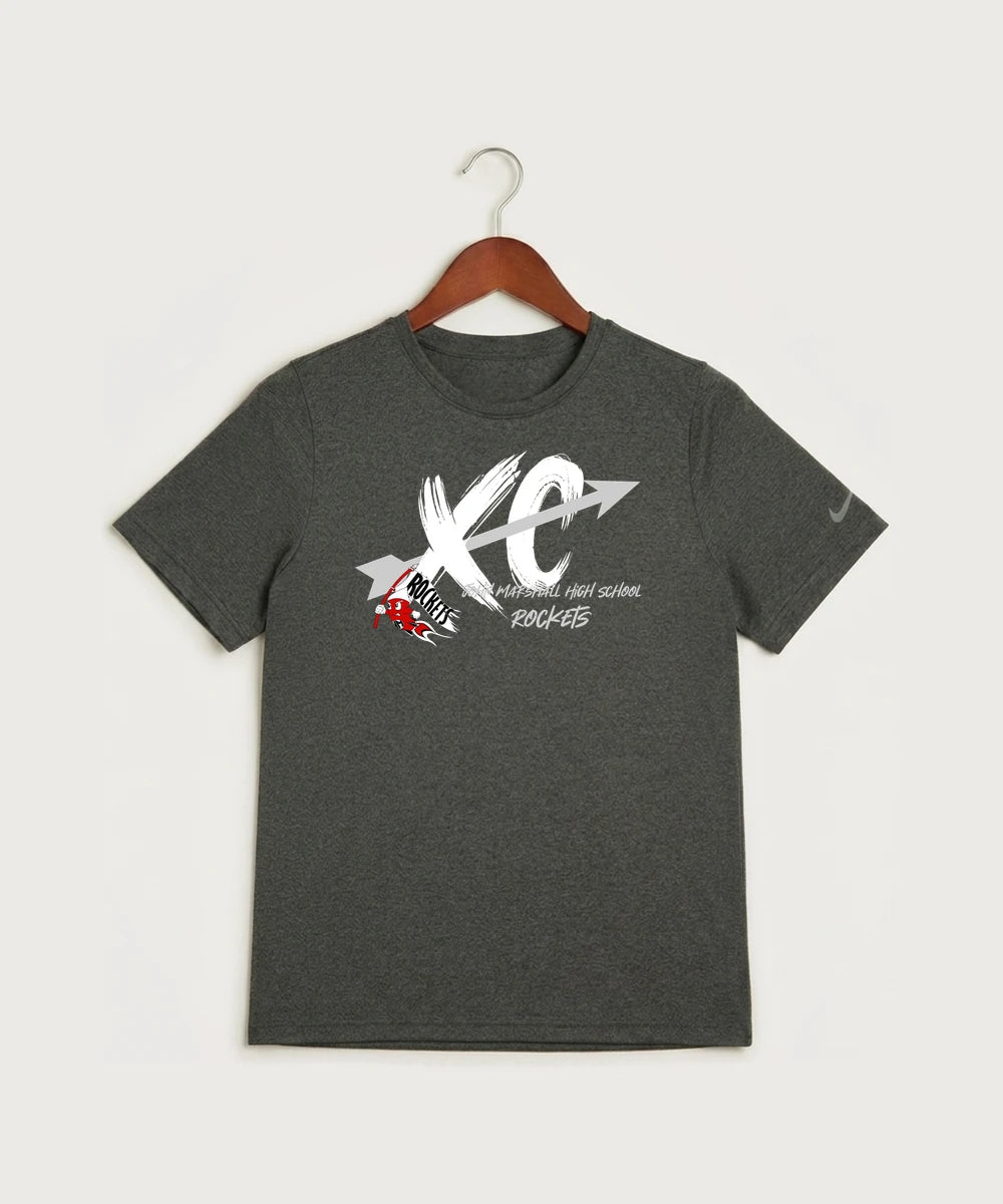 John Marshall High School Cross Country (Coed) - Dark Smoke Heather Nike Youth Swoosh Sleeve rLegend Tee NKDX8787