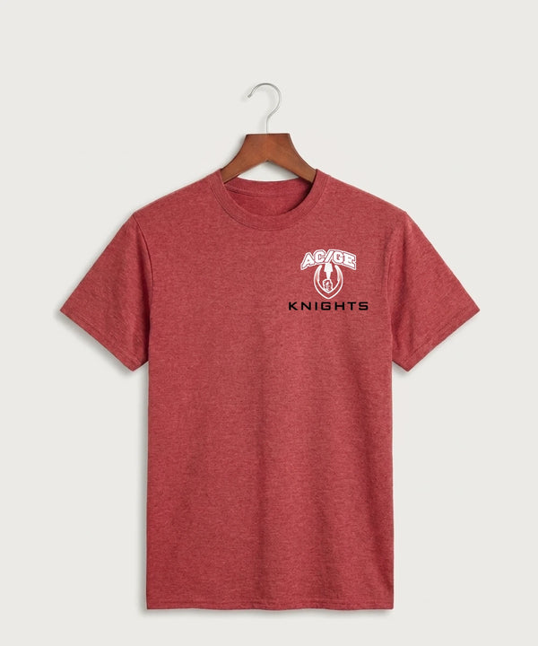 Alden-Conger-Glenville Emmons High School Football (Boys) - Heather Red Port & Co Core Cotton Tee. PC54