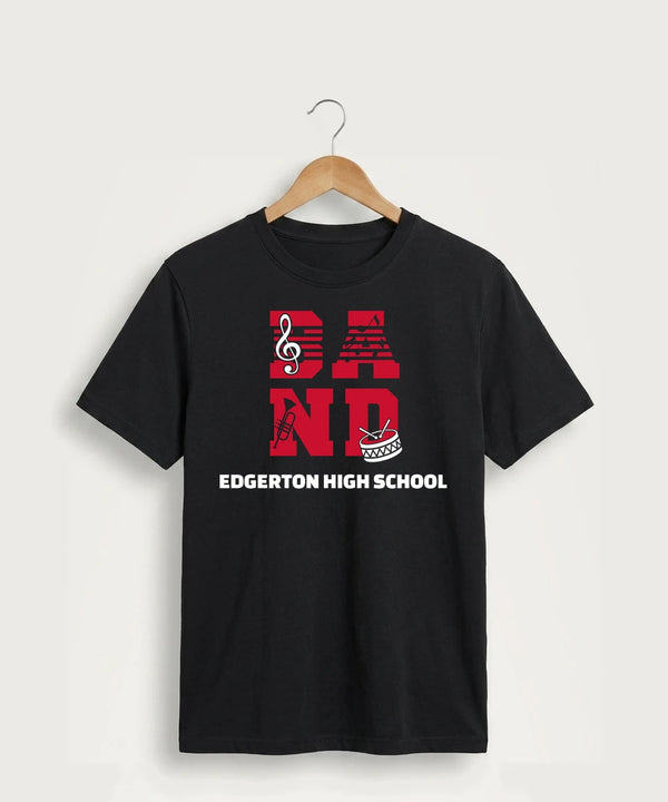 Edgerton High School Band Team Store - Jet Black Port & Co Core Cotton Tee. PC54