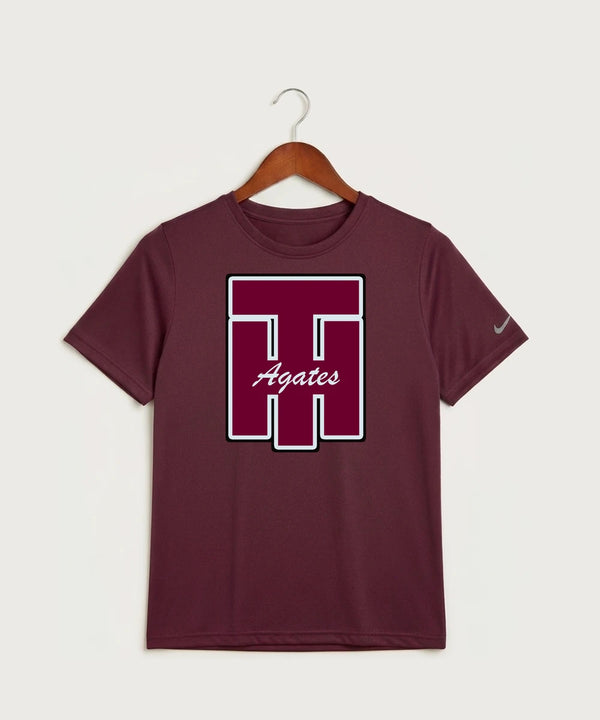 Two Harbors High School Football (Boys) - Deep Maroon Nike Youth Swoosh Sleeve rLegend Tee NKDX8787