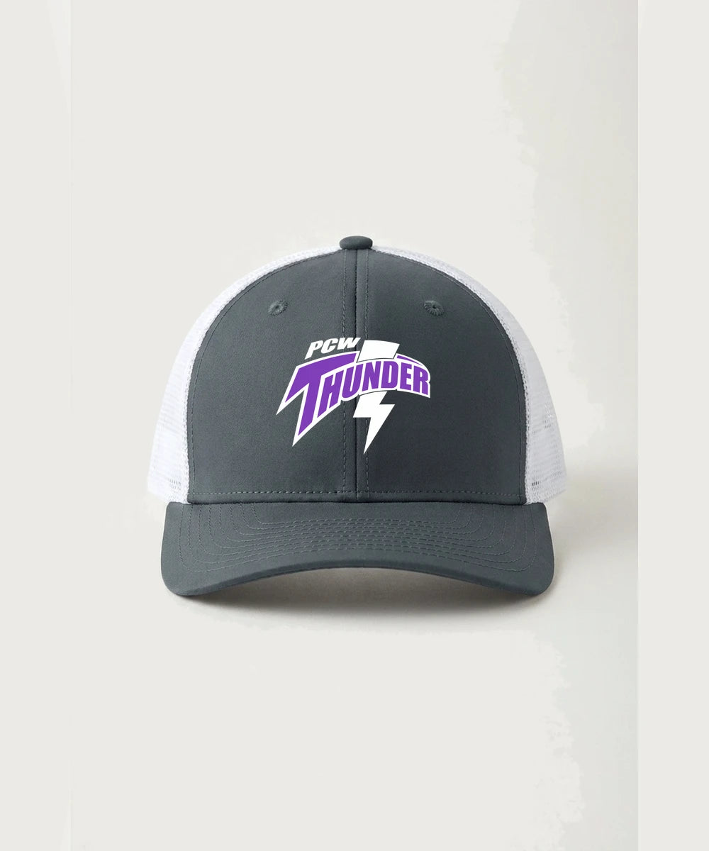 Polk County West Football (Boys) - Iron Grey/ White Sport-Tek Club Trucker Cap STC46