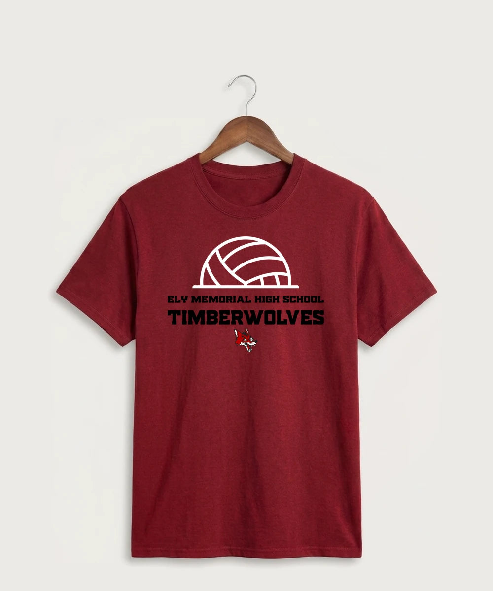 Ely Memorial High School Volleyball (Girls) - Cardinal Port & Co Core Cotton Tee. PC54